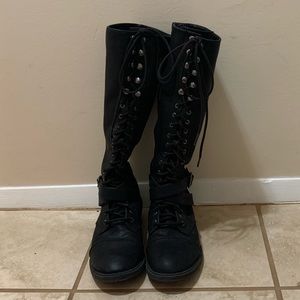 Black leather boots